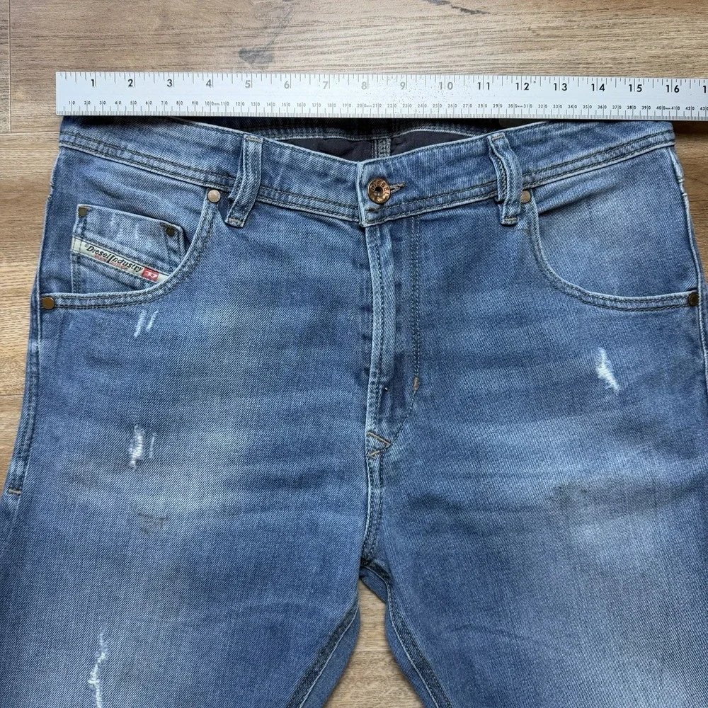 Diesel Krayver Jeans Men 31x32 Blue Slim Carrot Stretch Distressed Denim R248D